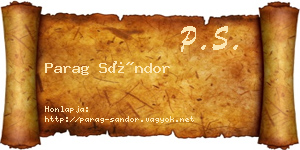 Parag Sándor névjegykártya