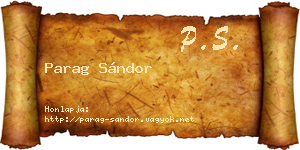 Parag Sándor névjegykártya